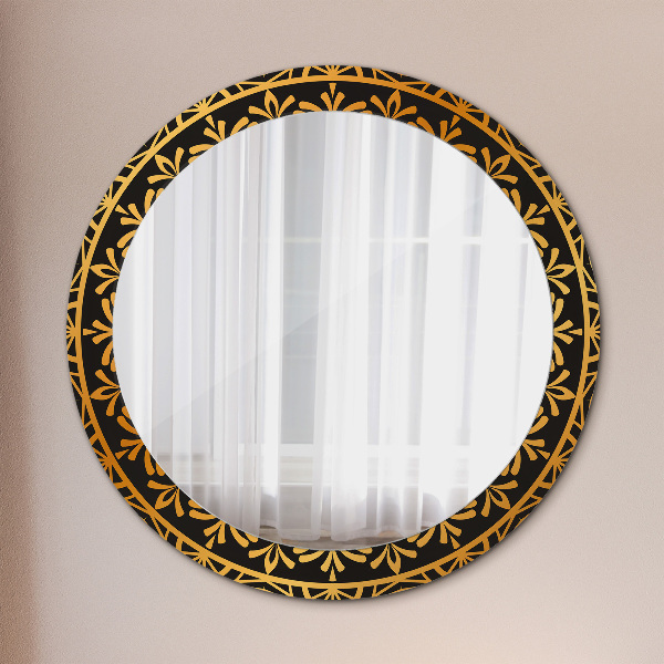 Miroir rond avec décoration Mandala doré