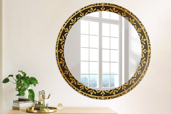 Miroir rond avec décoration Mandala doré