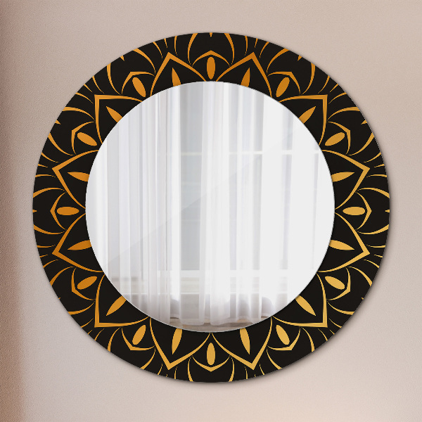 Miroir rond avec décoration Mandala doré