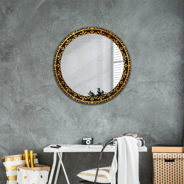 Miroir rond avec décoration Mandala doré