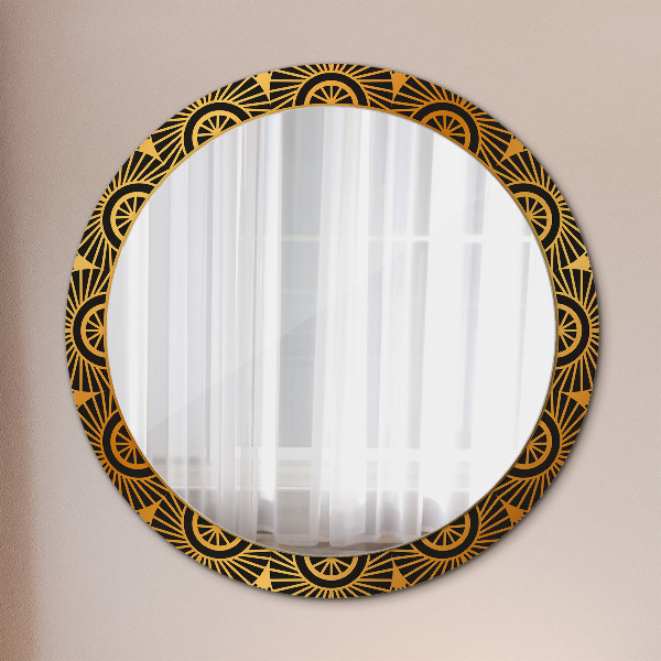 Miroir rond avec décoration Mandala doré