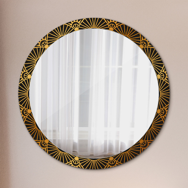 Miroir rond avec décoration Mandala doré