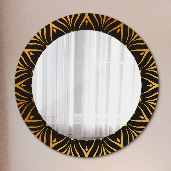 Miroir rond avec décoration Mandala doré