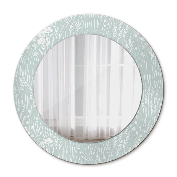 Miroir rond cadre avec impression Composition dessinée à la main