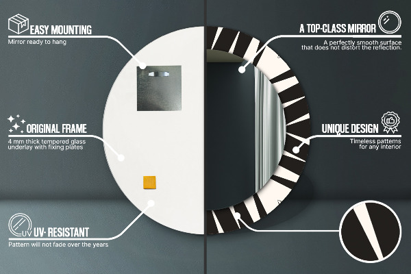 Miroir rond cadre avec impression Géométrie d'abstraction