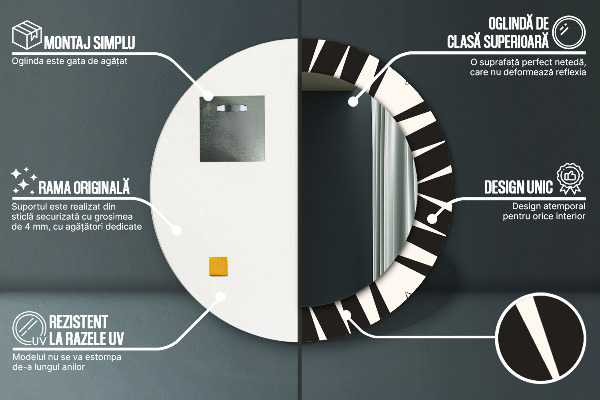 Miroir rond cadre avec impression Géométrie d'abstraction