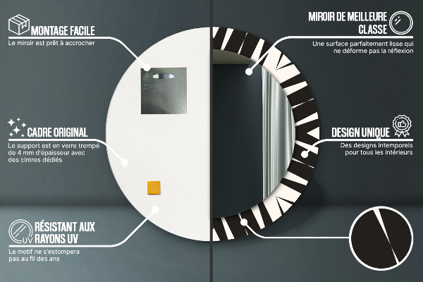 Miroir rond cadre avec impression Géométrie d'abstraction