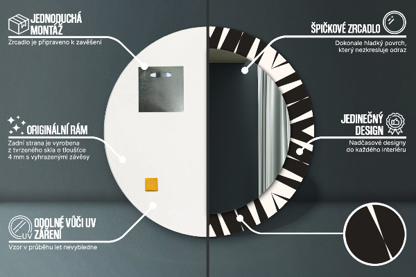 Miroir rond cadre avec impression Géométrie d'abstraction