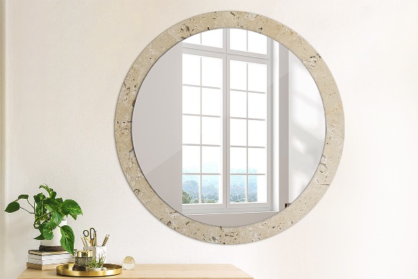 Miroir rond cadre avec impression Pierre naturelle