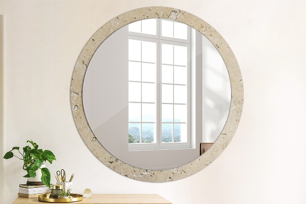 Miroir rond cadre avec impression Pierre naturelle