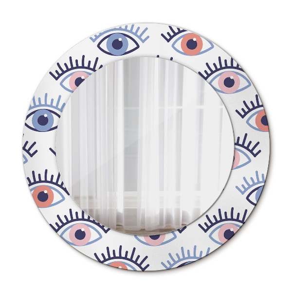 Miroir rond cadre avec impression Style des yeux modernes