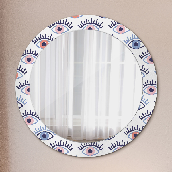 Miroir rond cadre avec impression Style des yeux modernes