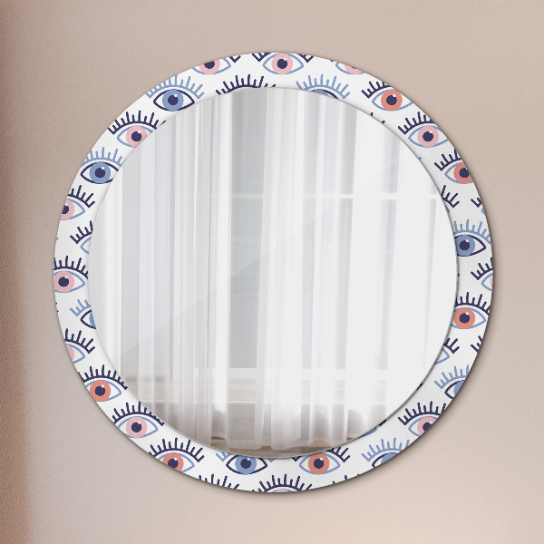 Miroir rond cadre avec impression Style des yeux modernes