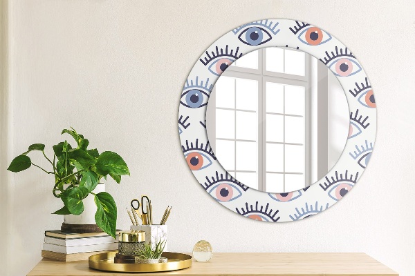 Miroir rond cadre avec impression Style des yeux modernes