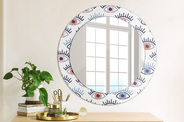 Miroir rond cadre avec impression Style des yeux modernes