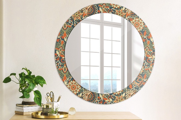 Miroir rond cadre avec impression Illustration de l'année de fleurs