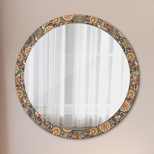 Miroir rond cadre avec impression Illustration de l'année de fleurs