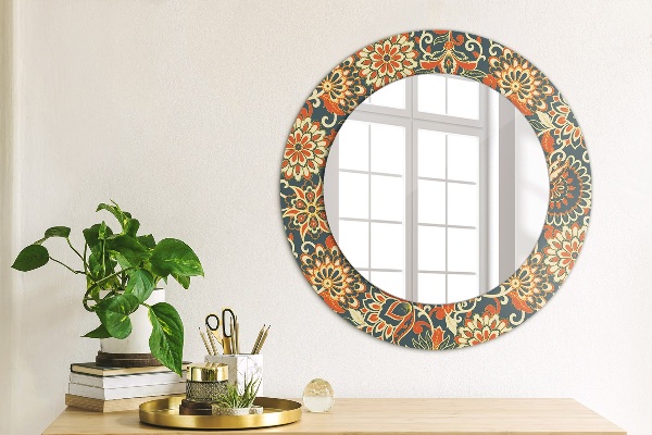 Miroir rond cadre avec impression Illustration de l'année de fleurs