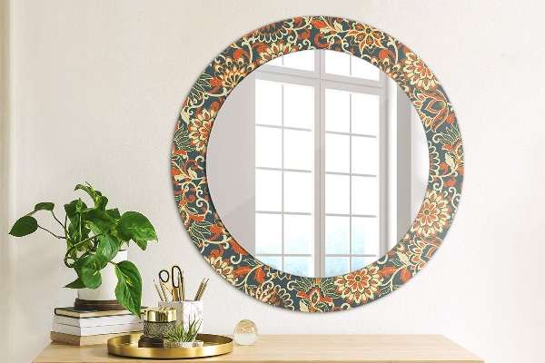Miroir rond cadre avec impression Illustration de l'année de fleurs