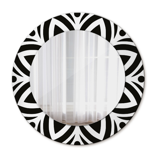 Miroir rond avec décoration Ornement géométrique noir