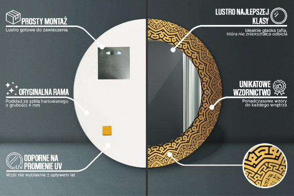 Miroir rond avec décoration Ornement grec