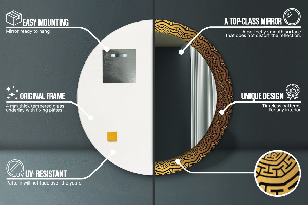 Miroir rond avec décoration Ornement grec
