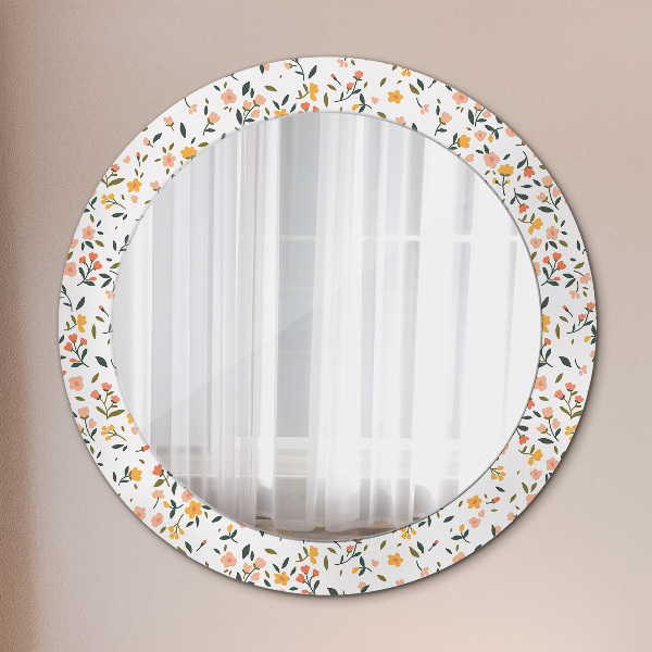 Miroir rond avec décoration Petites fleurs douces