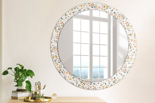 Miroir rond avec décoration Petites fleurs douces