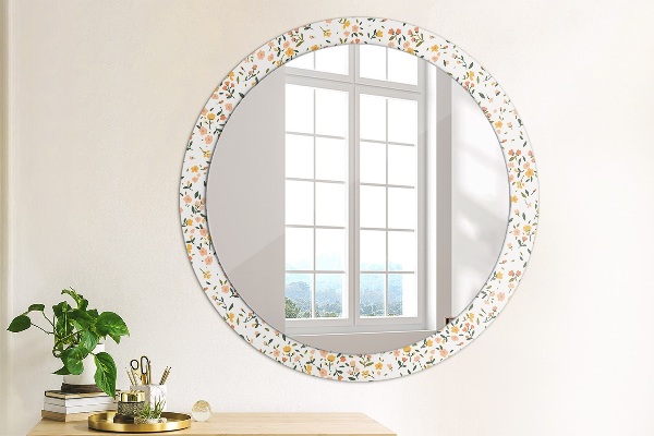 Miroir rond avec décoration Petites fleurs douces