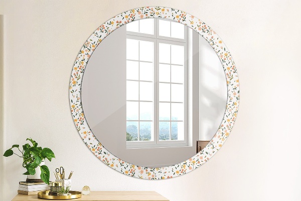 Miroir rond avec décoration Petites fleurs douces