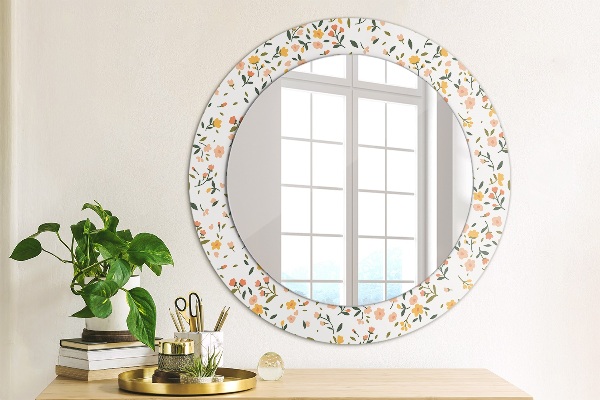 Miroir rond avec décoration Petites fleurs douces