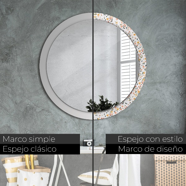 Miroir rond avec décoration Petites fleurs douces