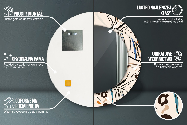 Miroir rond avec décoration Fleurs avec un motif de jungle