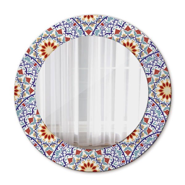 Miroir rond avec décoration Composition colorée orientale