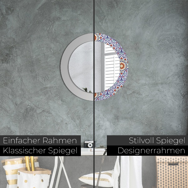 Miroir rond avec décoration Composition colorée orientale