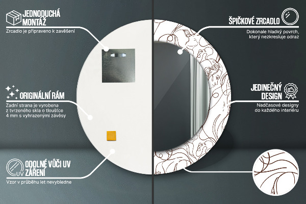 Miroir rond avec décoration Lignes d'art