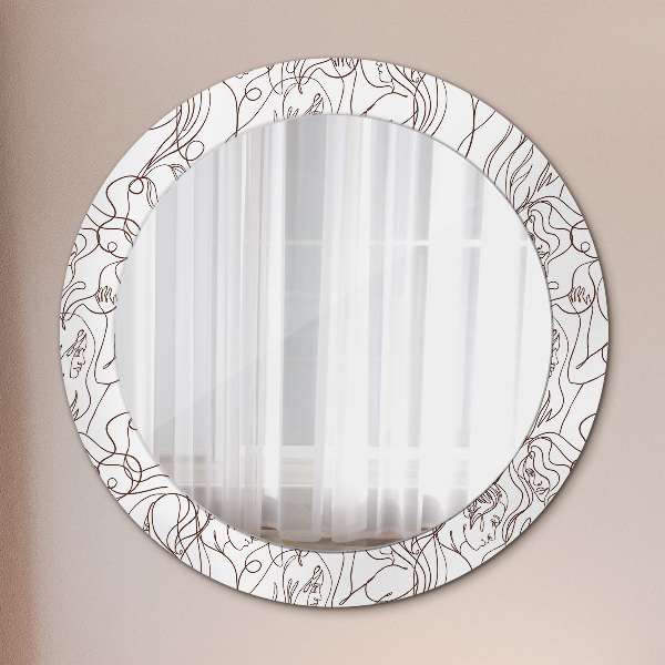 Miroir rond avec décoration Lignes d'art
