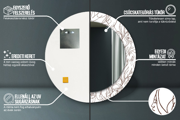 Miroir rond avec décoration Lignes d'art