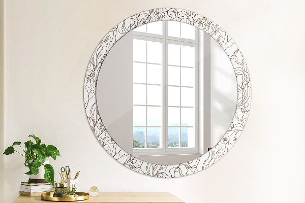 Miroir rond avec décoration Lignes d'art