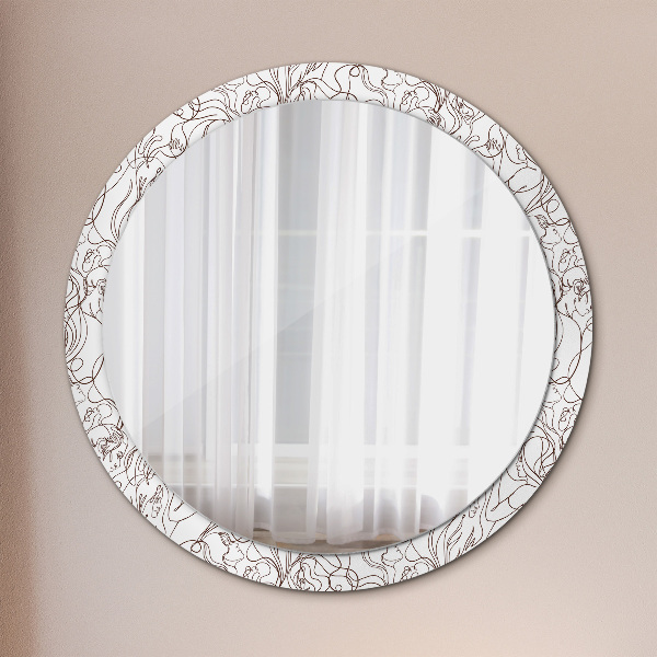 Miroir rond avec décoration Lignes d'art