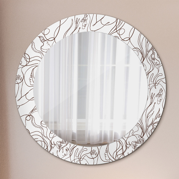 Miroir rond avec décoration Lignes d'art