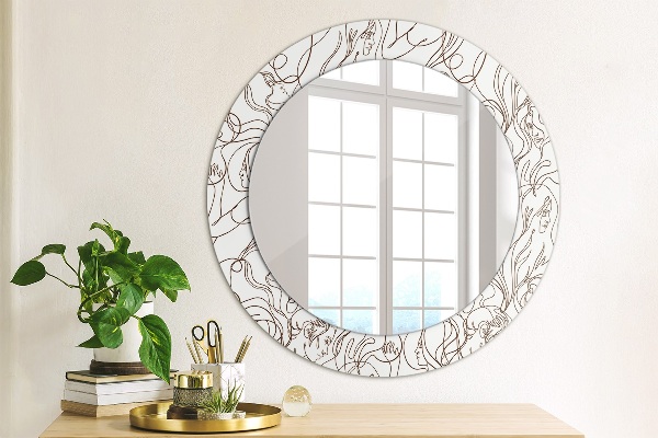 Miroir rond avec décoration Lignes d'art