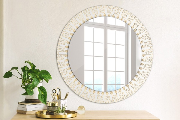 Miroir rond avec décoration Mandala indien
