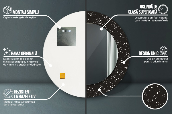 Miroir rond avec décoration Points chaotiques