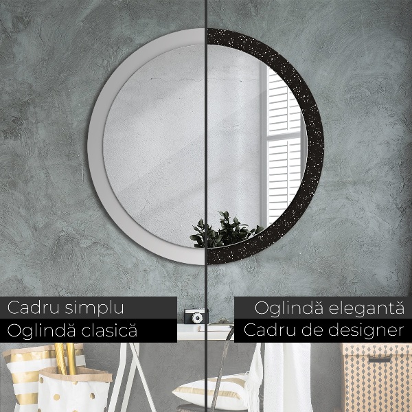 Miroir rond avec décoration Points chaotiques