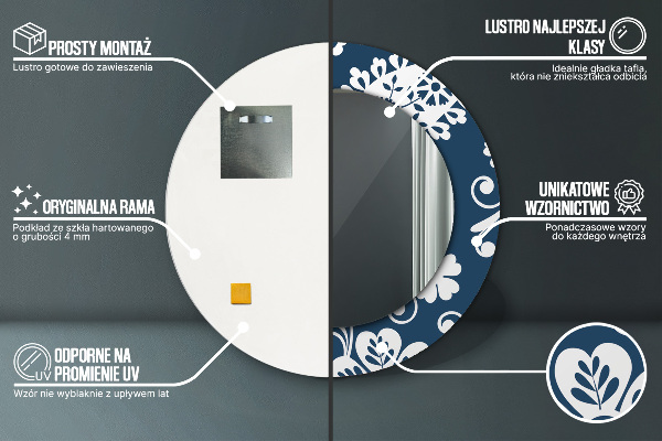 Miroir rond avec décoration Composition de paisley