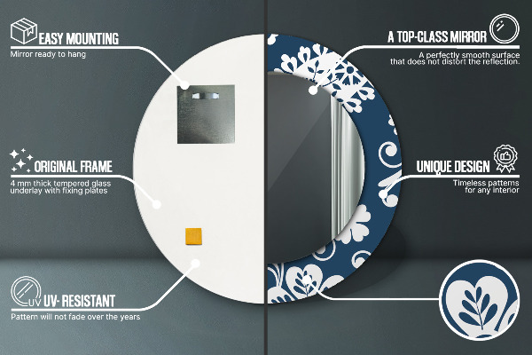 Miroir rond avec décoration Composition de paisley