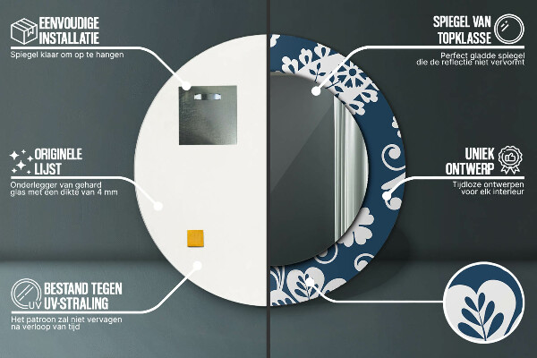 Miroir rond avec décoration Composition de paisley