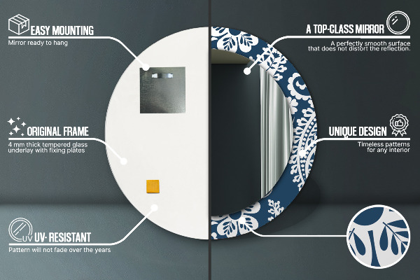 Miroir rond avec décoration Composition de paisley