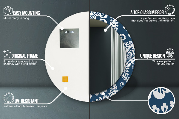 Miroir rond avec décoration Composition de paisley